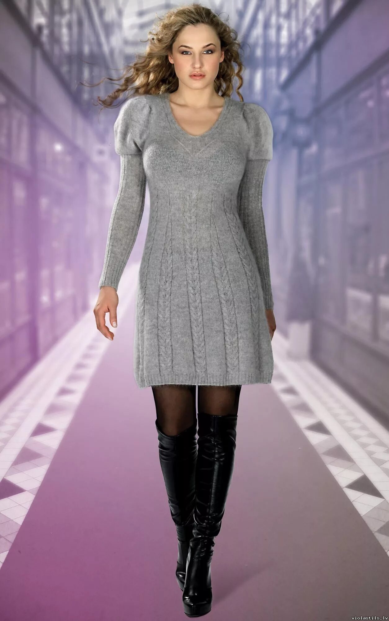 Платье спицами для женщин фото viola stils Fashion Knitwear (Lack of Seams)LOS Модели, Вязанное платье, Фасон п