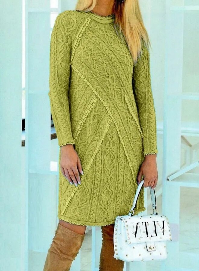 Платье спицами для женщин фото Вязание спицами. Платья, костюмы Вязаная крючком одежда, Вязанное платье, Одежда