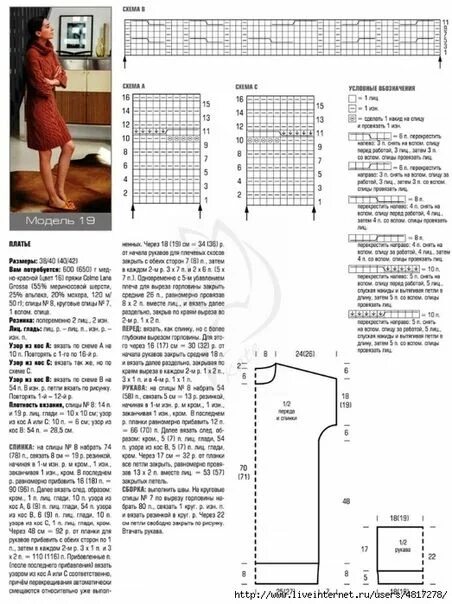 Платье спицами с описанием и схемами Вяжем, Вяжем, Вяжем(Вязание) !!!. Запись со стены. Knit dress pattern, Knitting 