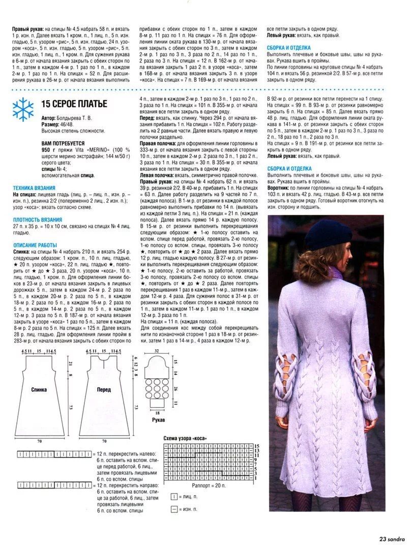 Платье спицами схема фото Новости Вязание, Вязанное платье, Платья