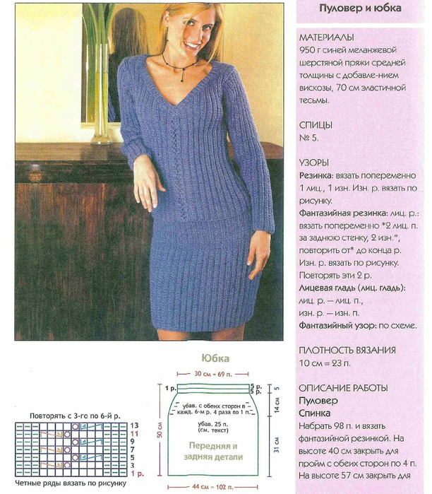 Платье спицами схема фото "Согревая в холода..." Женские костюмы спицами, 15 схем на любой вкус Женский ко