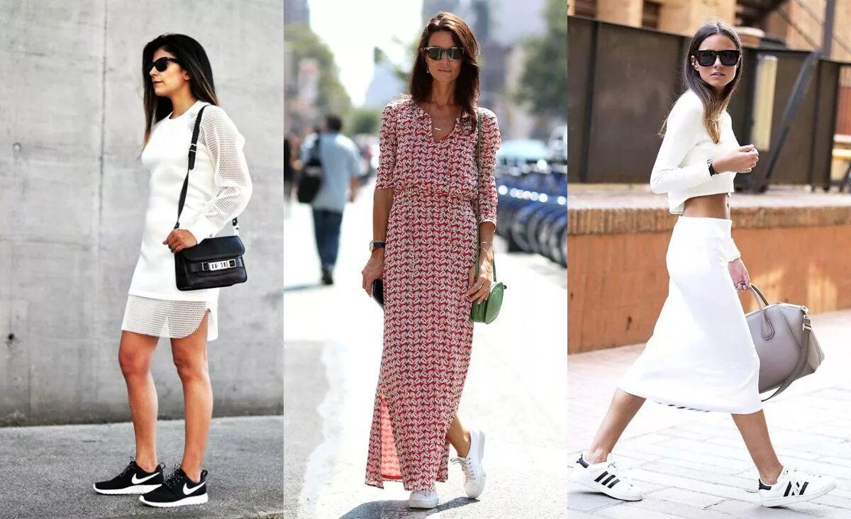 Платье спорт шик фото Носим кроссовки, кеды и другую спортивную обувь с женственными платьями и юбками