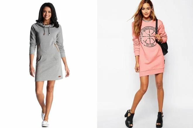 Платье спортивного стиля фото С чем носить платье тунику - демисезонное, зимой, летом, вязаное, бохо, рубашка,