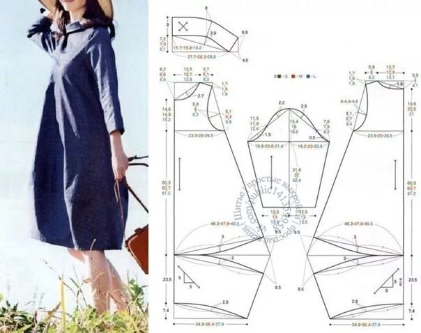 Платье спущенное выкройка Шитье простые выкройки простые вещи Платье-кокон, Узоры для одежды, Выкройка пла