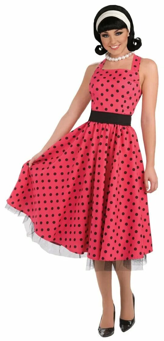 Платье стиль стиляги женское Костюм Платье в стиле 50-х (красное) Стиляга взрослый, M/L (46-48) - купить по в