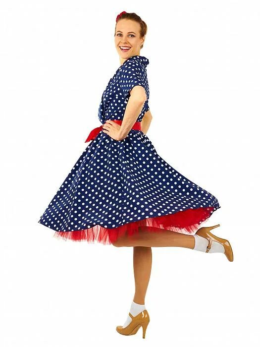 Платье стиль стиляги женское Карнавальное платье Стиляги синее P0407 - купить онлайн в Lanta.biz