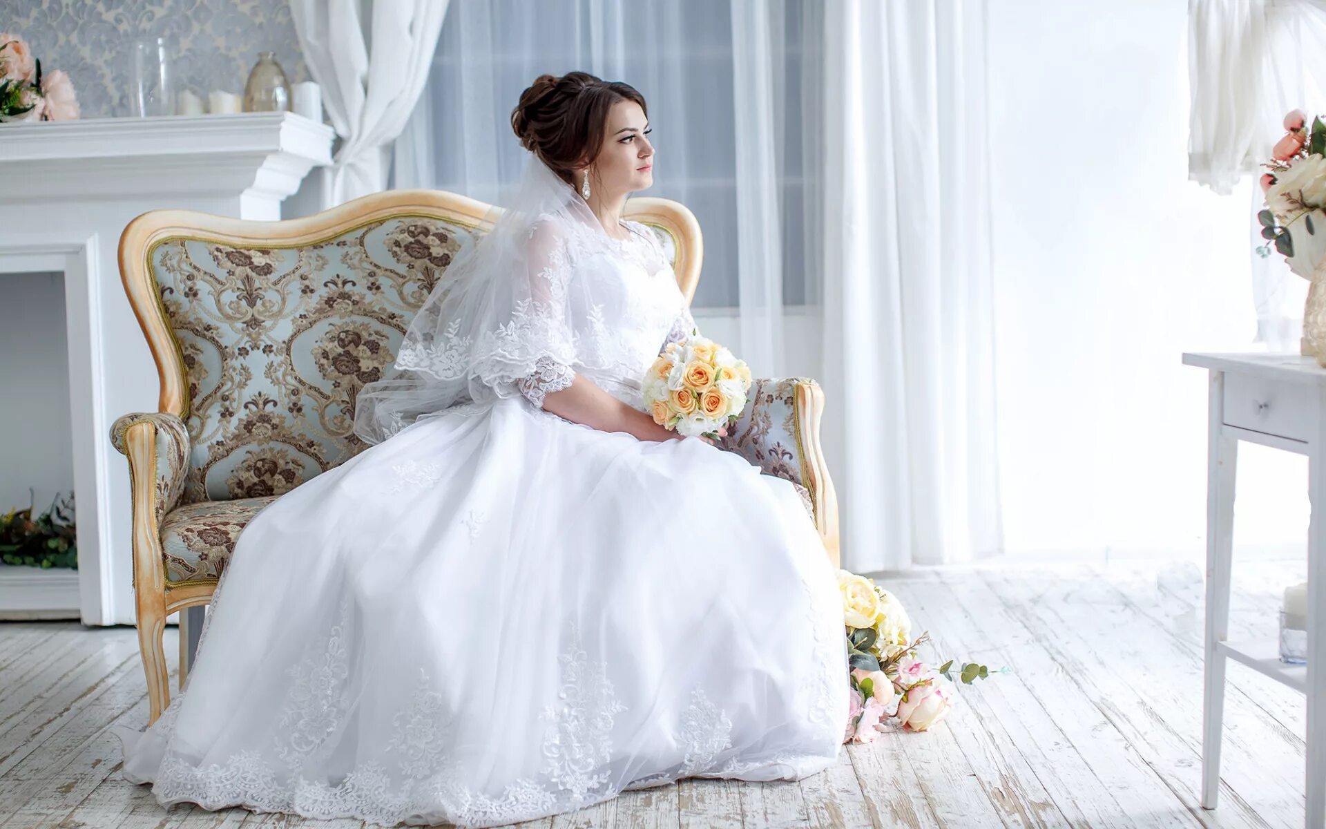 Платье свадебное фото салоны Download wallpaper bouquet, dress, the bride, wedding, section mood in resolutio