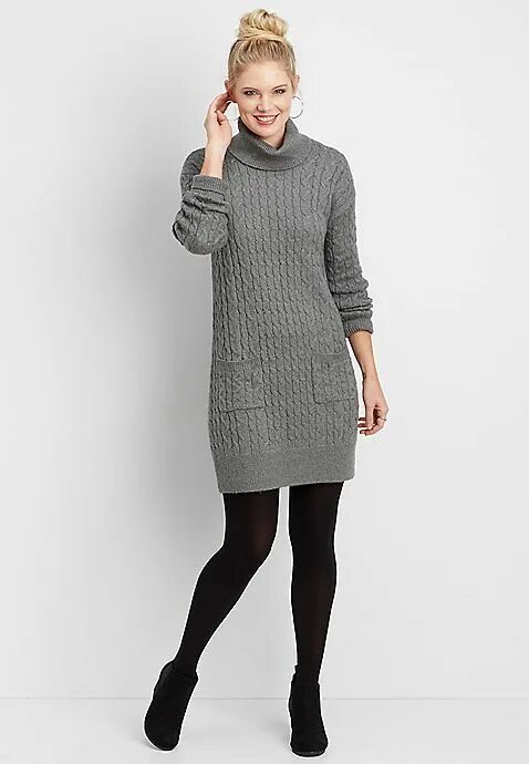 Платье свитер фото cable knit sweater dress with cowl neck in 2024 Bescheiden kleding, Kleding comb
