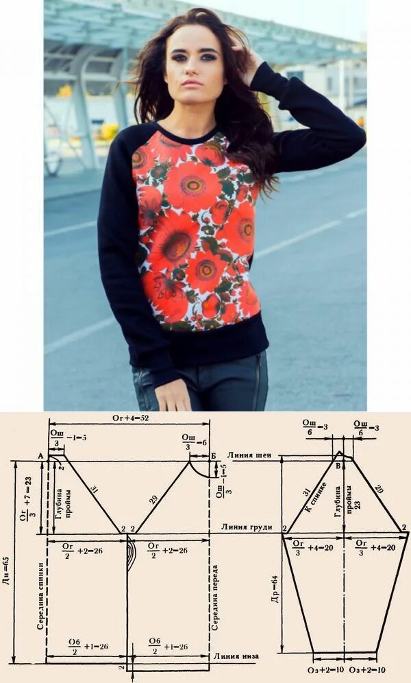 Платье свитшот выкройка Sewing Dress Выкройка-шаблон свитшота на все размеры - Выкройка-шаблон свитшота 