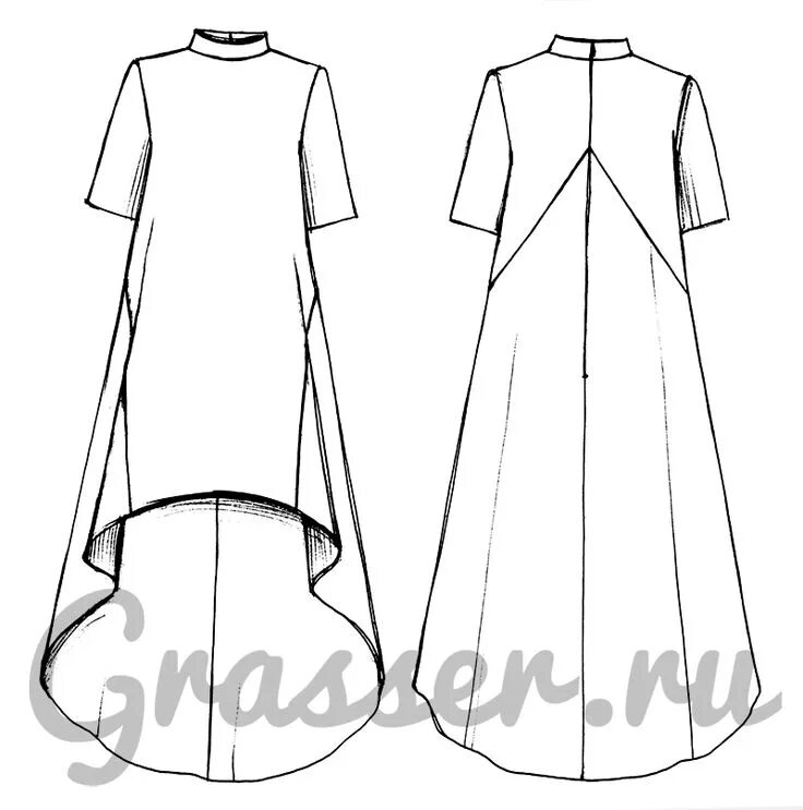 Платье свободного силуэта выкройка Свободное платье-трапеция, выкройка № 277 купить on-line Выкройка платья, Пошив 