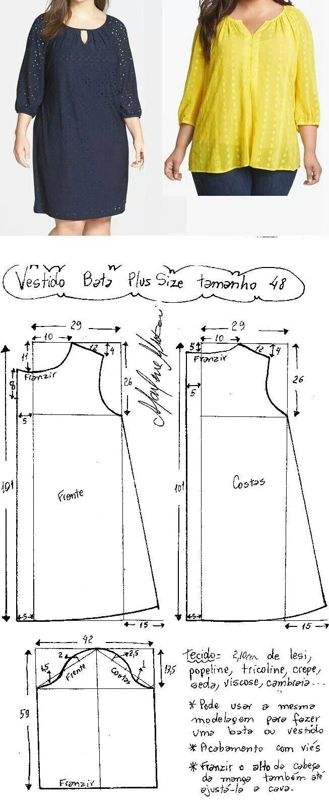 Платье свободного силуэта выкройка Пин от пользователя Марина Гомзякова на доске Швейный Виды блузок, Пошив одежды 