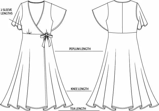 Платье своими руками схема Pippa Wrap Dress Sewing Pattern (PDF) - Designer Stitch Wrap dress pattern, Dres