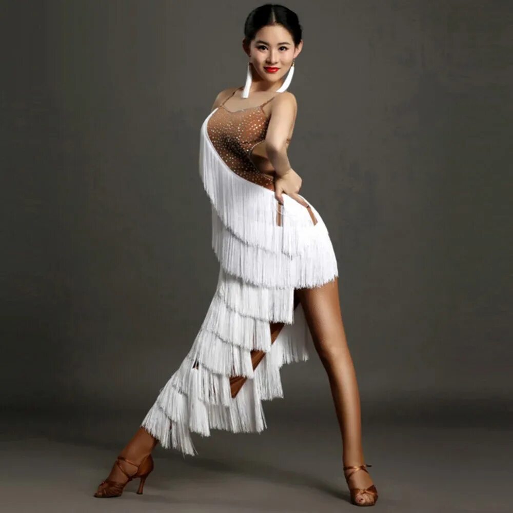 Платье танце фото Платье с бахромой для латиноамериканских танцев, платье для бальных танцев, кита