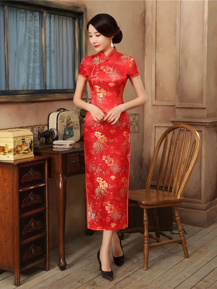 Платье ципао фото танцевальная юбка, китайское ципао для женщин Йога, Женский, На любой сезон, раз