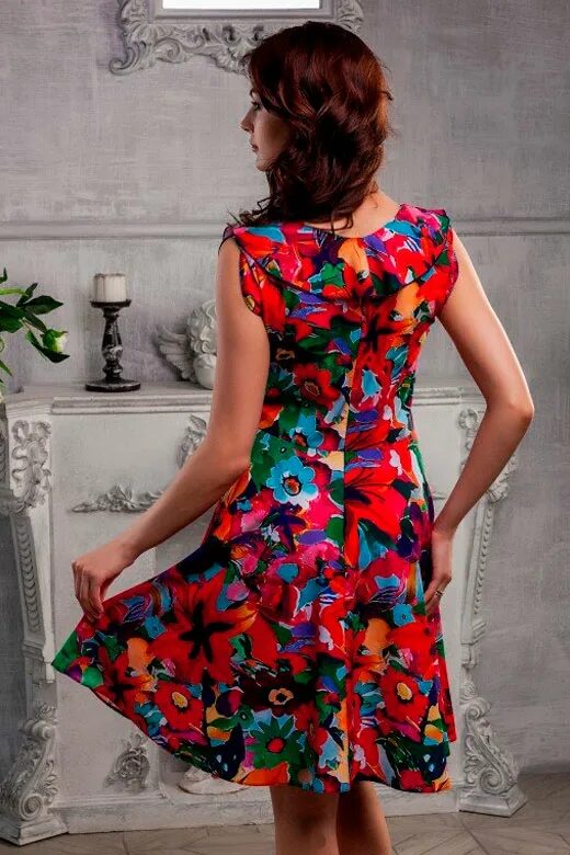 Платье цветные фото Купить цветастое платье без рукавов Look Russian в Костроме арт. 9490, интернет-