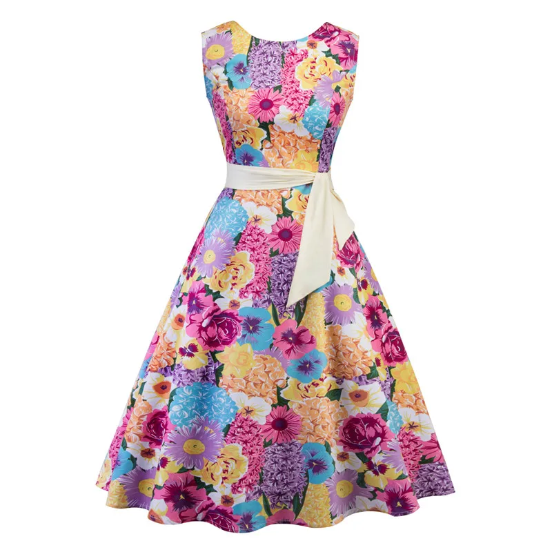 Платье цветные фото Купить Женское платье средней длины с принтом розовое элегантное вечернее больши