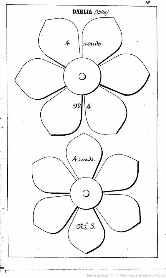 Платье цветок выкройка La Fleuriste des salons. Par Mme L. de Laëre. Flores de fieltro, Flores de tela,