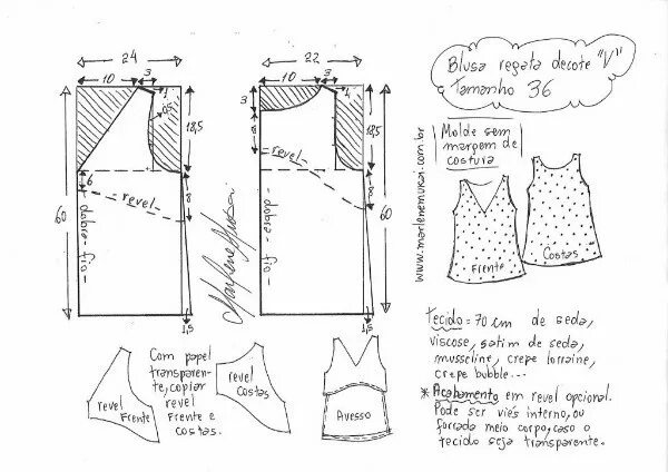 Платье топ выкройка Женский топ в бельевом стиле Размеры выкройки: 36-56 европейские Источник указан