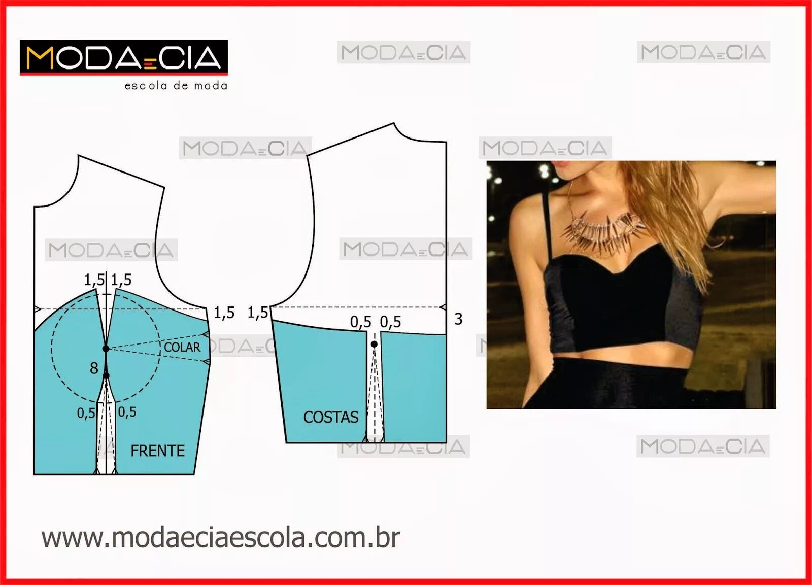 Платье топ выкройка Escola Moda e Cia: Top Cropped para o Verão! Sewing shirts, Dress sewing pattern