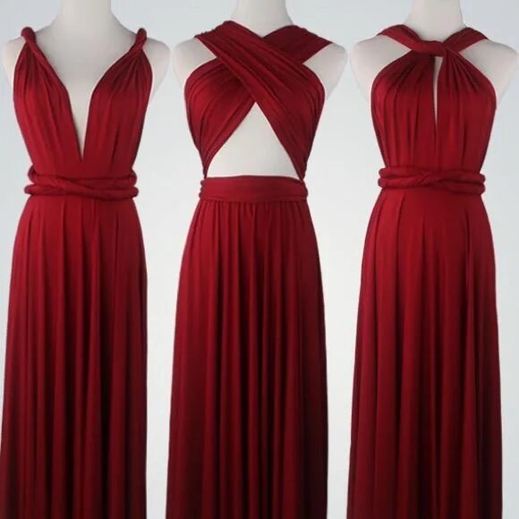 Платье трансформер фото Long Red Multiway Dress Red bridesmaid dresses, Wine red bridesmaid dresses, Mul