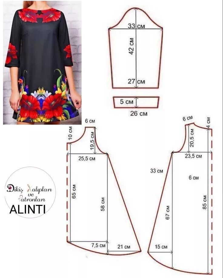 Платье трапеция для полных выкройки Elbise ya da Tunik Kalıbı . 38 beden . #dresspattern #tunicpattern #elbisekalibi