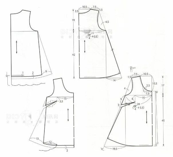 Платье трапеция с рукавом выкройка скачать Pin by S S on chart for women Diagram, Floor plans, Chart