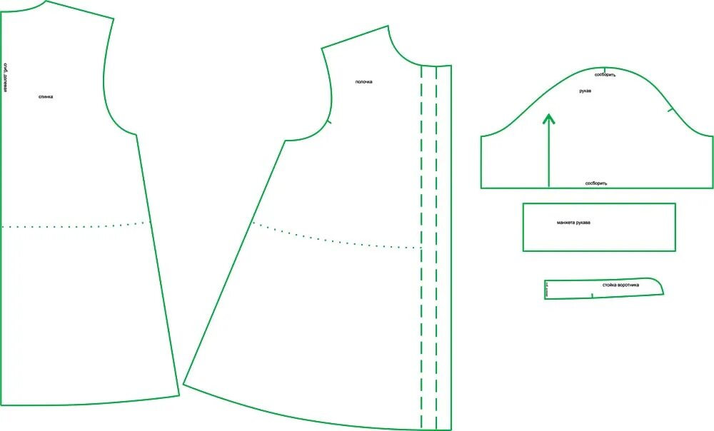 Платье трапеция выкройка с рукавом для начинающих Выкройка платья-рубашки WD040717