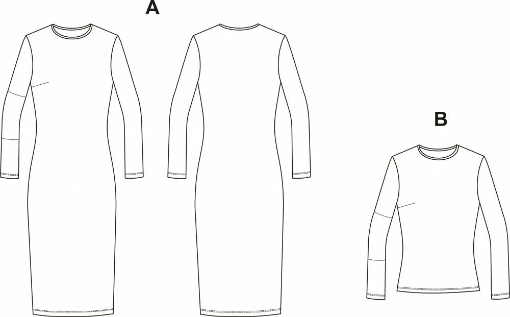 Платье трикотажное с длинным рукавом выкройка 2 в 1: Выкройка базового трикотажного платья и топа Шить просто - Выкройки-Легко