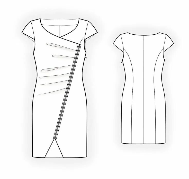 Платье трикотажное с драпировкой выкройка Dress With Pleats - Sewing Pattern #4344. Made-to-measure sewing pattern from Le