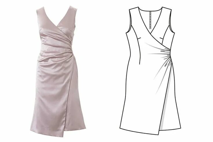 Платье трикотажное с драпировкой выкройка Все технические рисунки Burda 09/2015 - BurdaStyle.ru Ali dress, Dress sewing pa