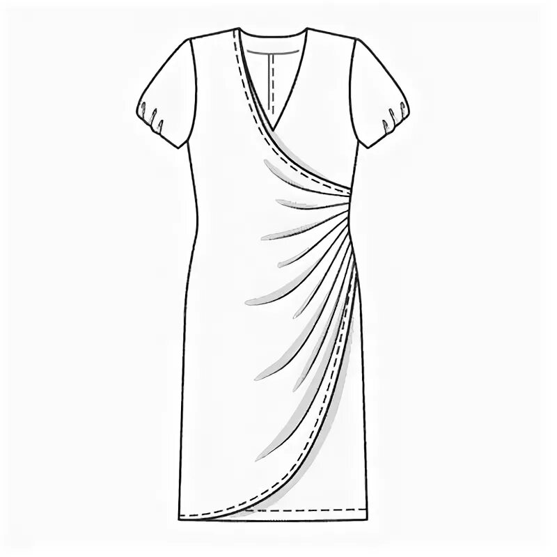 Платье трикотажное с драпировкой выкройка 121-05/2009 Выкройка платья, Эскиз платья, Рисование моды