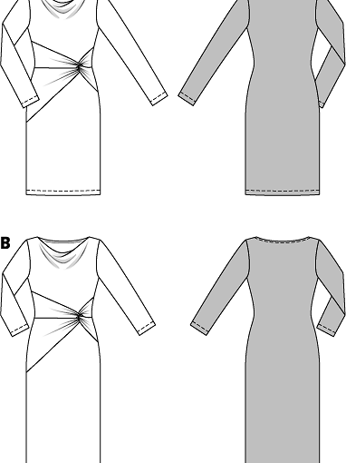 Платье трикотажное с драпировкой выкройка Выкройки одежды Burda - купить и скачать на BurdaStyle.ru