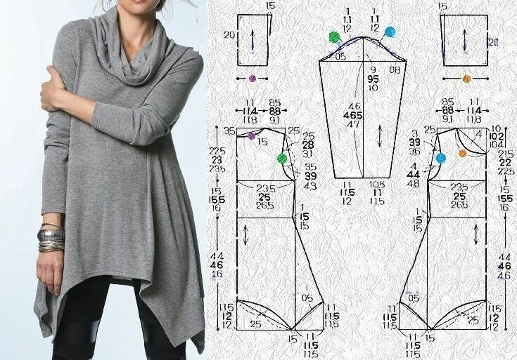 Платье туника выкройка Модная одежда и дизайн интерьера своими руками Узоры для одежды, Выкройка куртки