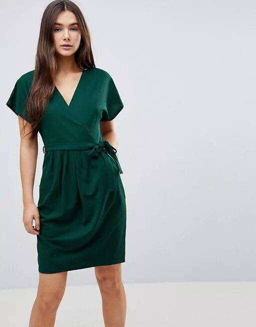 Платье тюльпан фото QED London QED London Wrap Front Tulip Dress