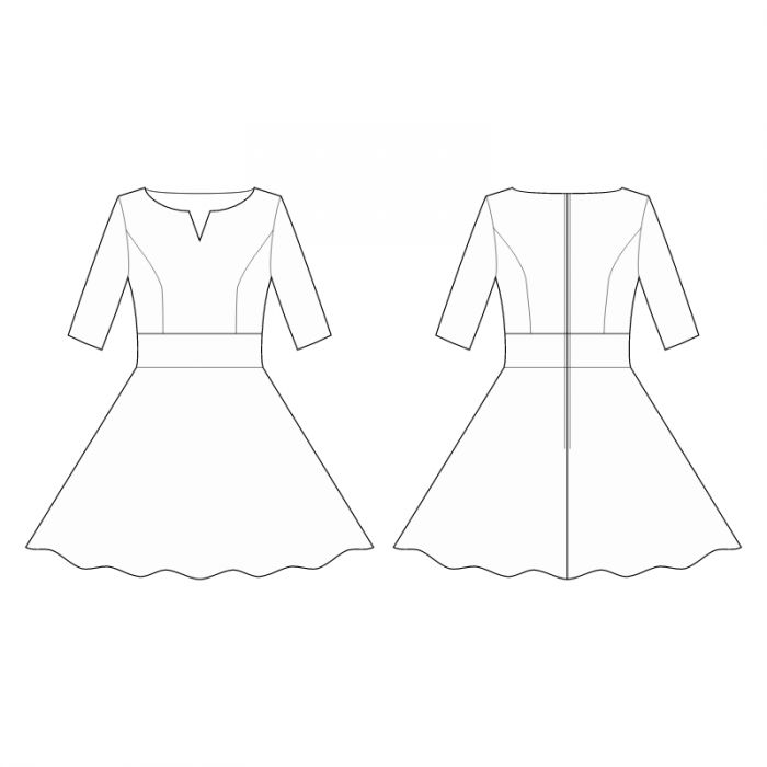 Платье уэнсдей выкройка Dress With Slot Neckline - Sewing Pattern #S4111. Made-to-measure sewing pattern
