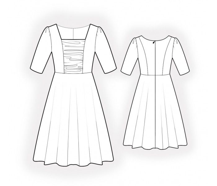 Платье уэнсдей выкройка Dress With Gathered Bodice - Sewing Pattern #4886. Made-to-measure sewing patter