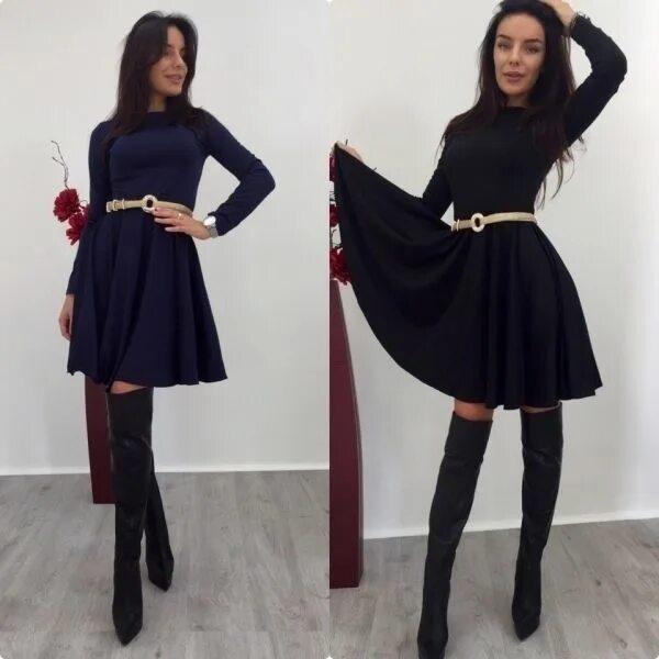 Платье юбка солнце фото Платье шикарное стильное однотонное клеш изящное темно-синий в интернет магазине