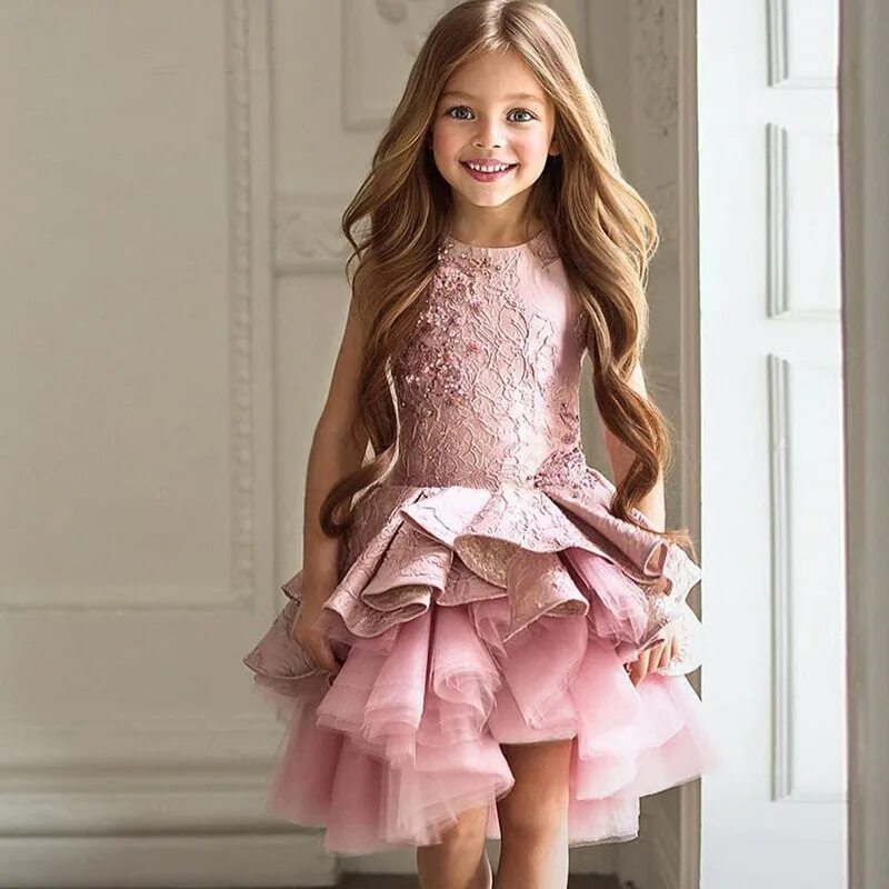 Платья 10 лет фото Купить Платья в пол для девочек, без рукавов, с цветочным принтом и бантом, пышн