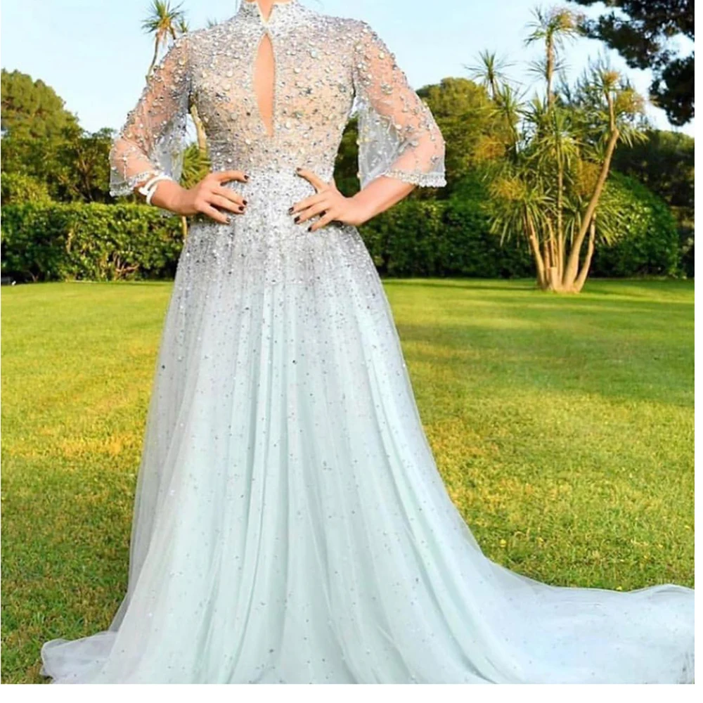 Платья 2020 фото Серебристые платья для выпускного вечера 2020 синие тюлевые вечерние платья с ко