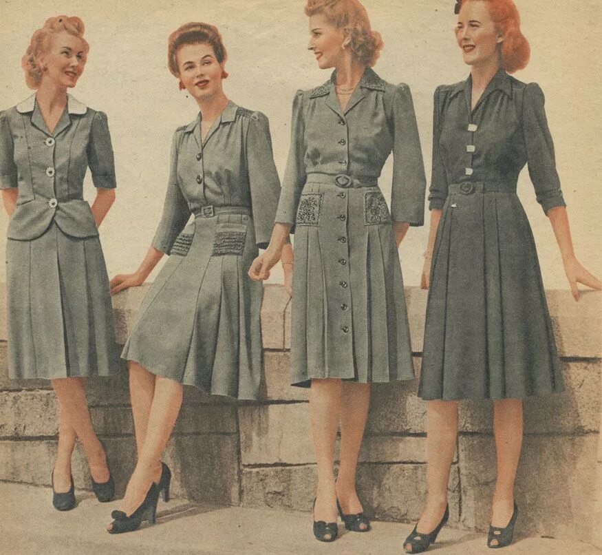 Платья 40 годов фото Мода 1940-х годов - Женское платье и женский стиль 1940s fashion women, 1940s fa