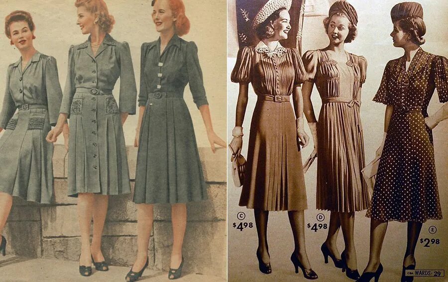 Платья 40 годов фото Pin en História da Moda