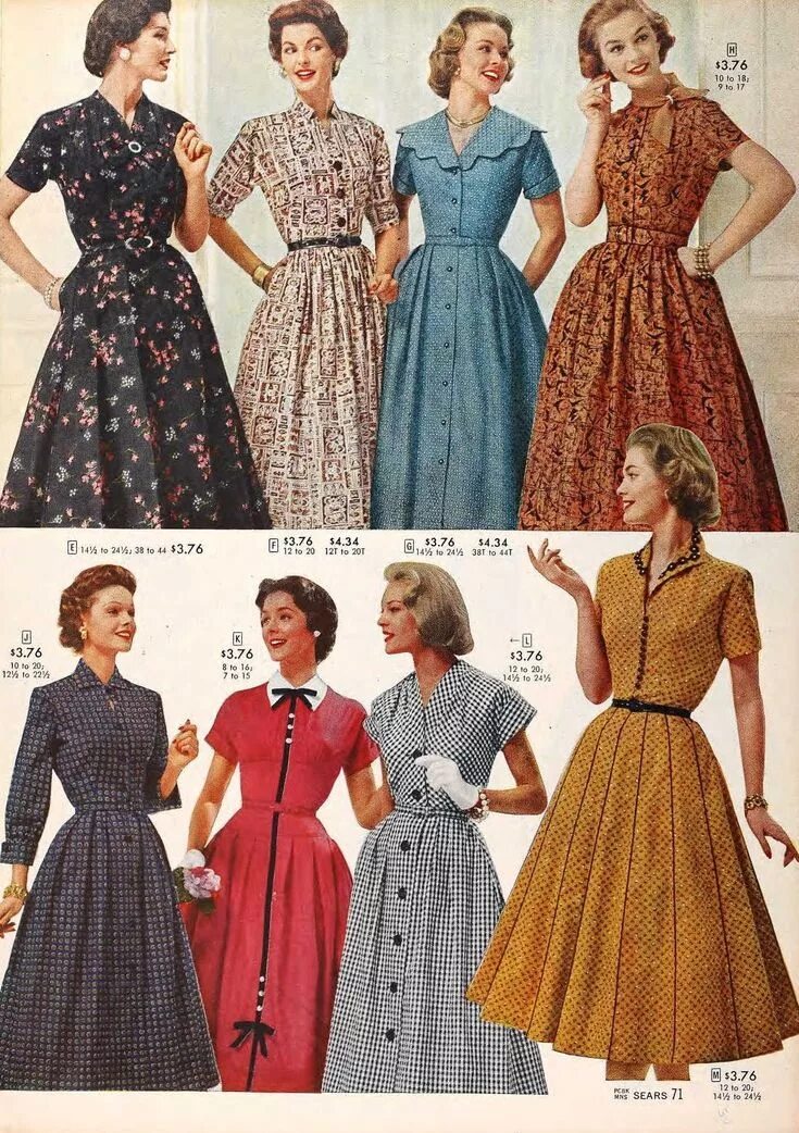 Платья 40 годов фото MEGA post of fashions from the 1957 Sears catalogs! Enjoy. ... 1950s fashion wom