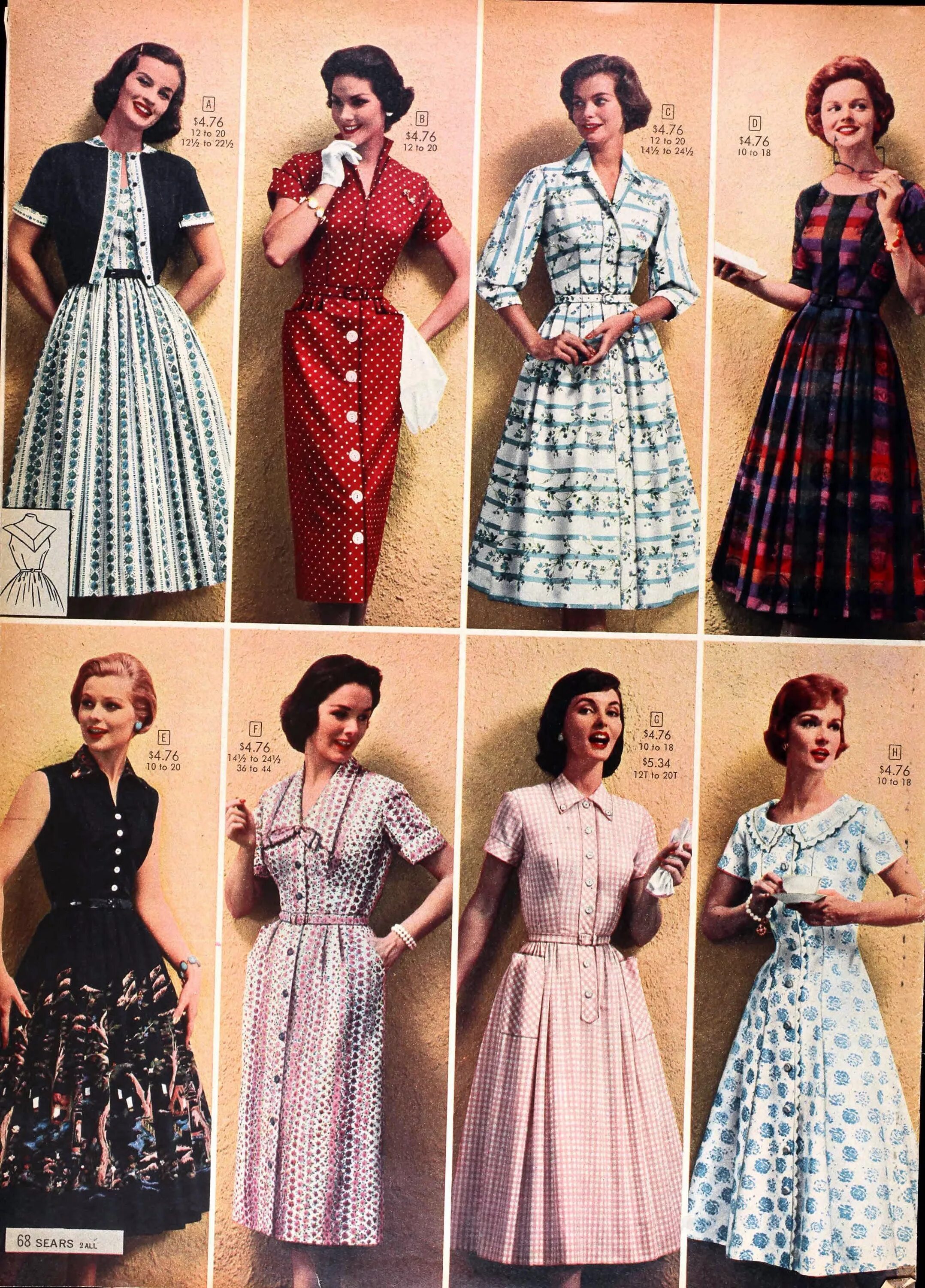 Платья 45 годов фото Sears Catalog, Spring/Summer 1958 - Women's Dresses. Love vintage clothes! 3 Vin