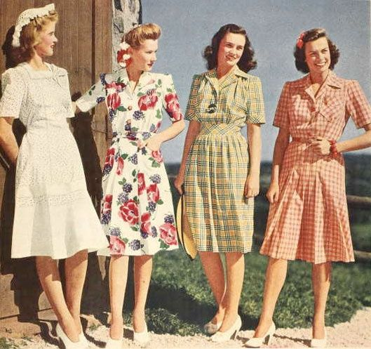 Платья 45 годов фото 1940s Fashion - Spring & Summer 1940s fashion, 40s fashion, 1940s fashion women