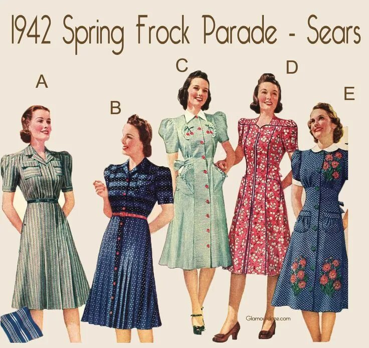 Платья 45 годов фото 1940's Fashion - Spring Frock Parade - Glamour Daze 1940s fashion, 40s fashion, 