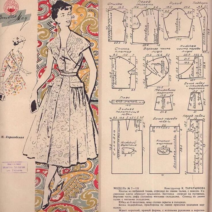 Платья 50 х выкройки Конструирование, технология одежды/кройка, шитье в 2023 г Пошив модной одежды, В