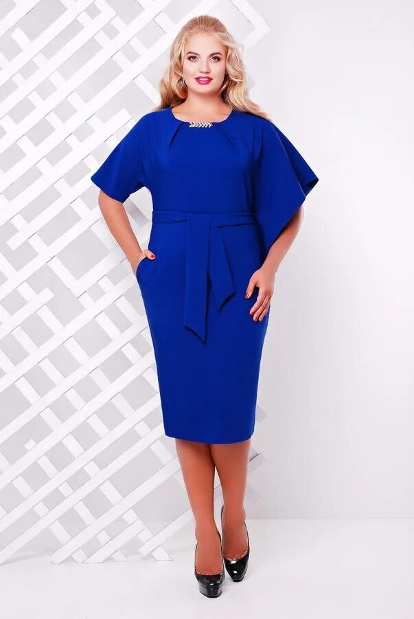Платья 50 размера фото Платье Vlavi Кармен 1128 цвет: электрик Повседневные платья-11. Повседневные пла