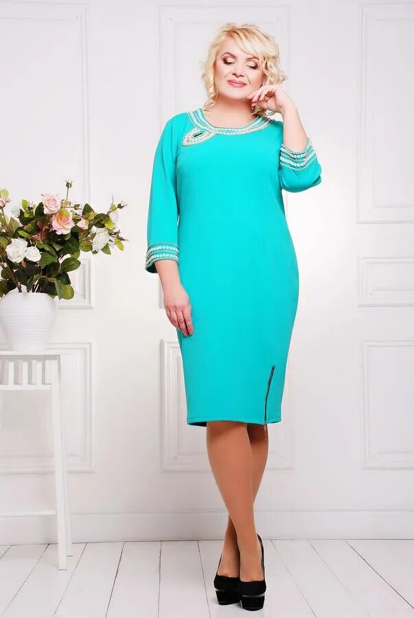 Платья 52 размер фото Платье Lenida Мираж цвет: бирюзовый Коктейльные, вечерние платья