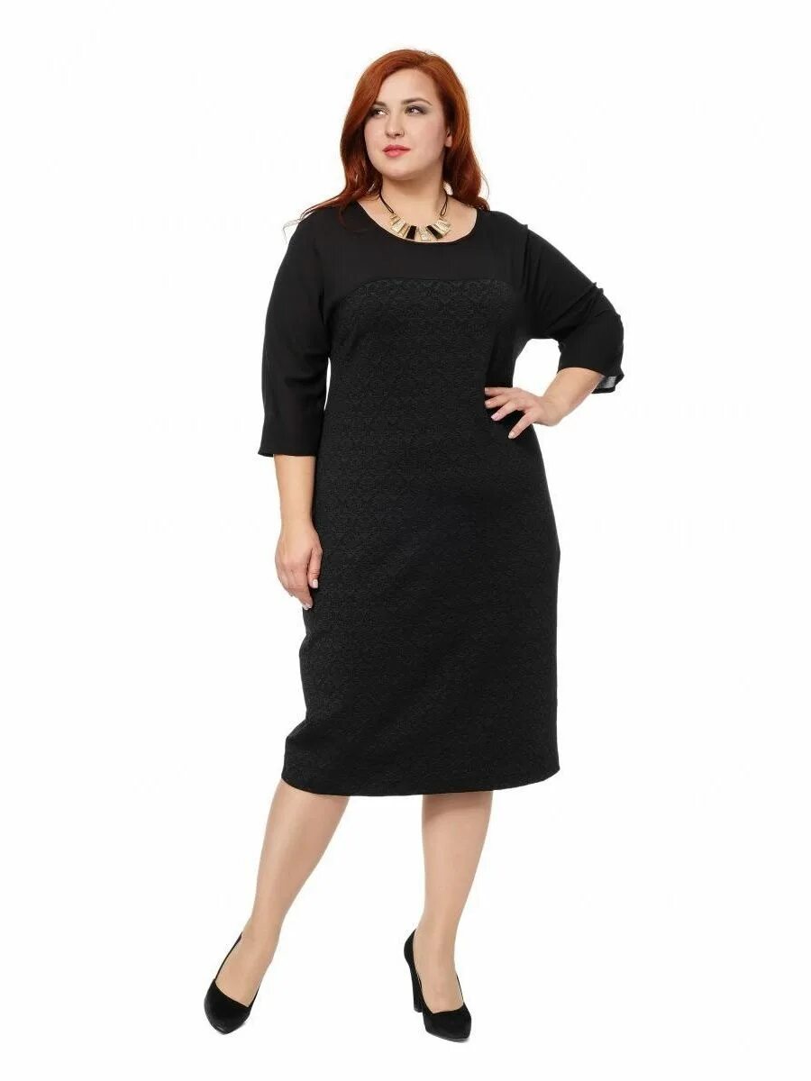 Платья 58 фото Платье женское большого размера вечернее черное NaturaXL 127546102 купить в инте