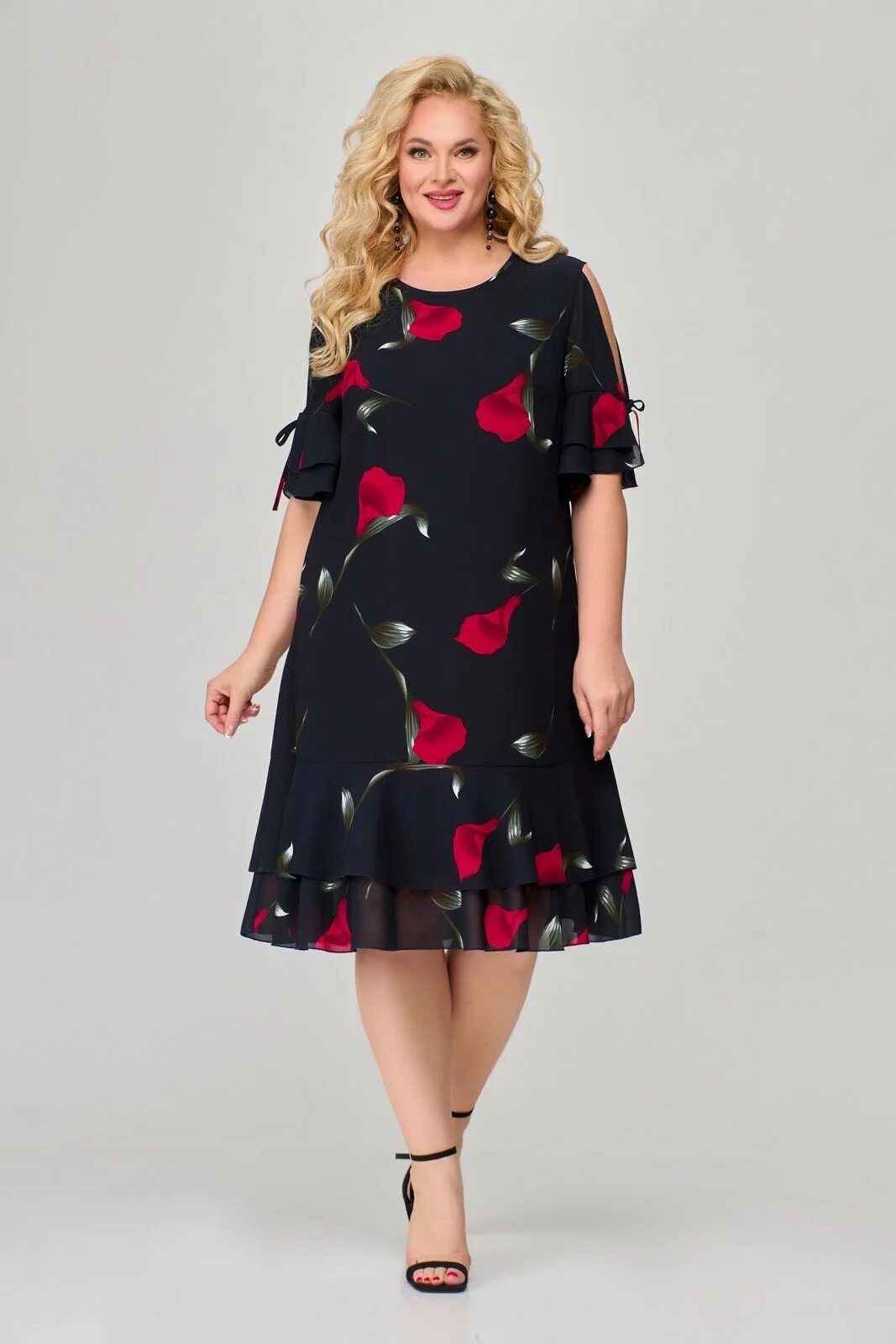 Платья 58 фото Платье 1865 синий + цветы Svetlana Style купить - 7% скидка в наличии